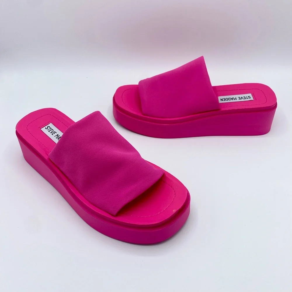 Steve Madden Pink Gimmee Platform Wedge Sandal